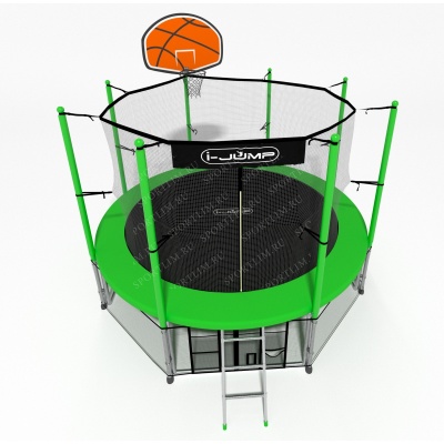 Батут с баскетбольным кольцом I-JUMP BASKET 8ft зеленый